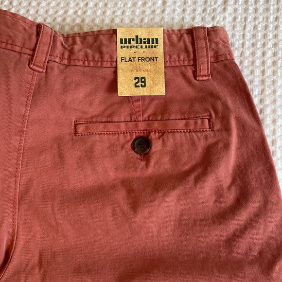 NEW! $40 URBAN PIPELINE Ultimate Flex Flat Front Shorts Size 29 Terra Cotta RED - Picture 7 of 7